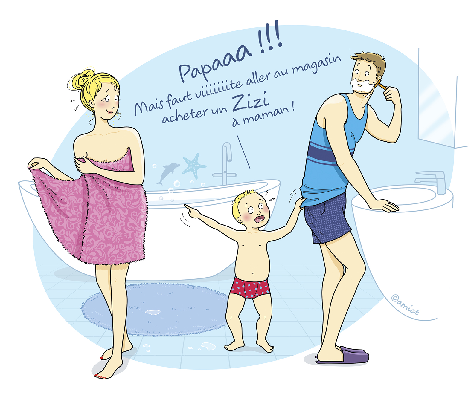 Prendre Le Bain Avec Son Enfant Illustration Amiet Christelle